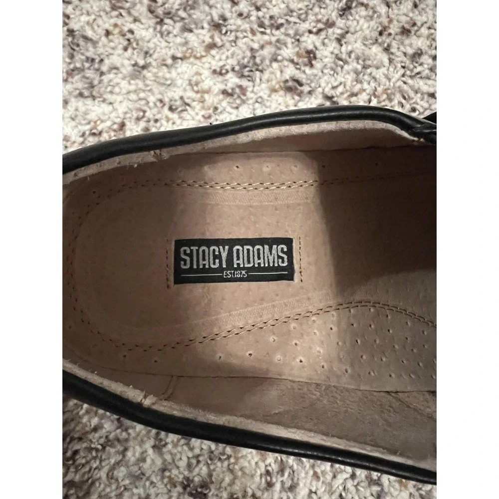 STACY ADAMS Men's New Leather‎ Slip On Leather Lining SHOES, SIZE 10.5 Black